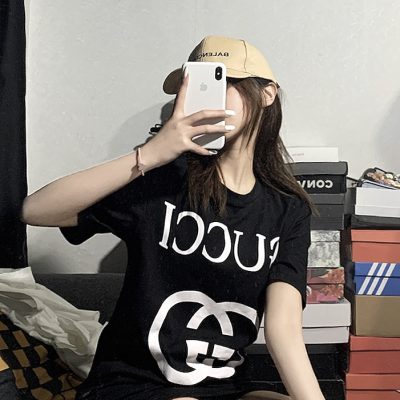 Premium Gucci Short Sleeves White Cotton Logo Collection