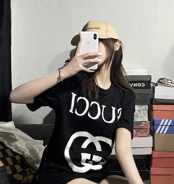 Premium Gucci Short Sleeves White Cotton Logo Collection