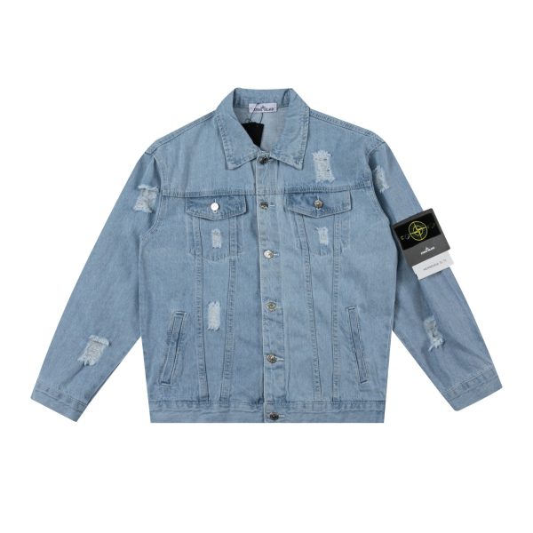 Premium Stone Island Jacket Black Denim Washed Luxury