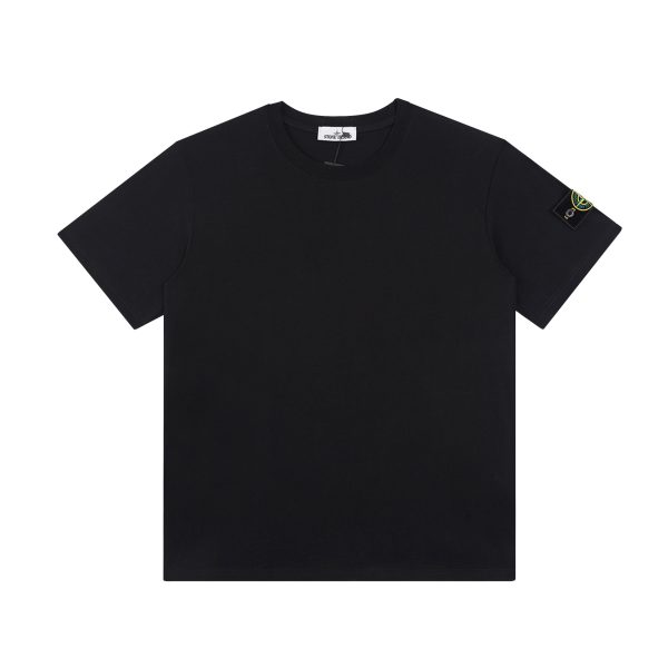 High Quality Stone Island T-Shirt Black Cotton Washed Collection