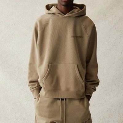 Luxury Fear Of God Sweatshirts Tan Fleece Logo Style