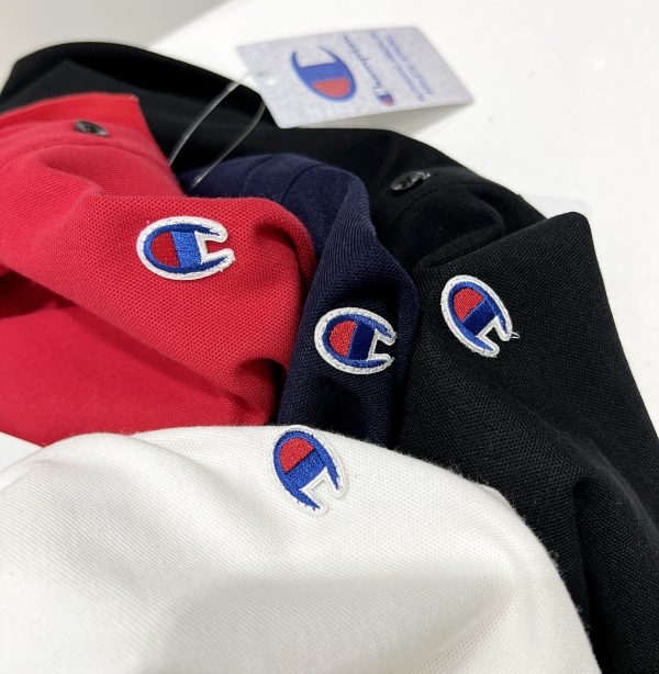 Luxury Champion Polo Shirt Black Cotton Embroidered Luxury