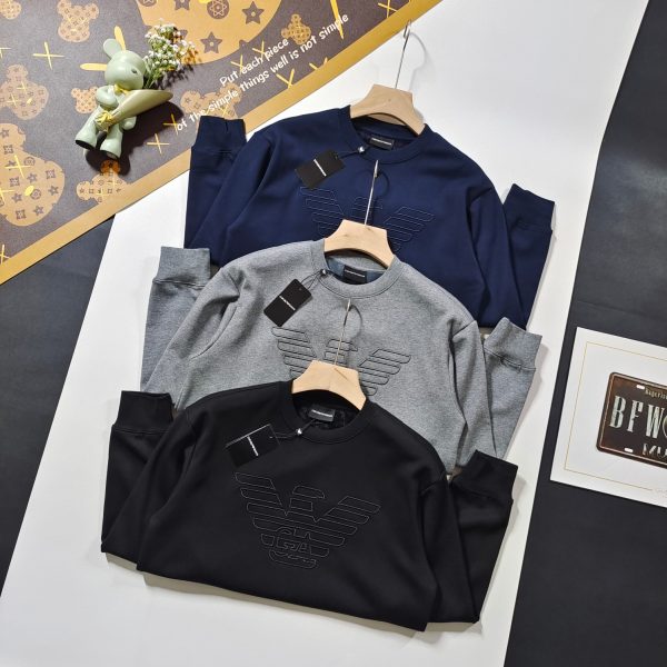 Premium Armani Sweatshirts Black Fleece Classic Style