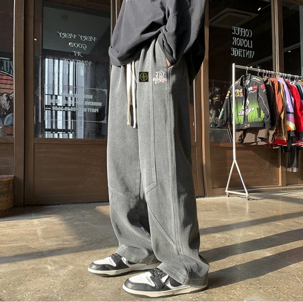 High Quality Stone Island Jeans Black Patchwork Style