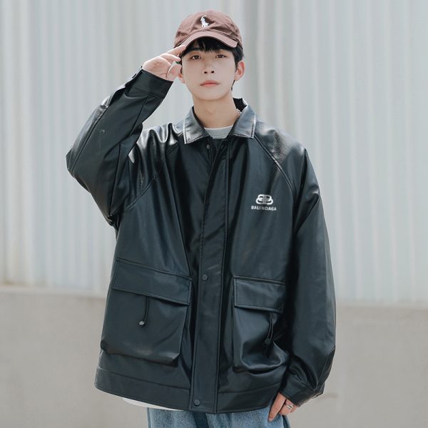 Premium Balenciaga Coats Black Leather Style