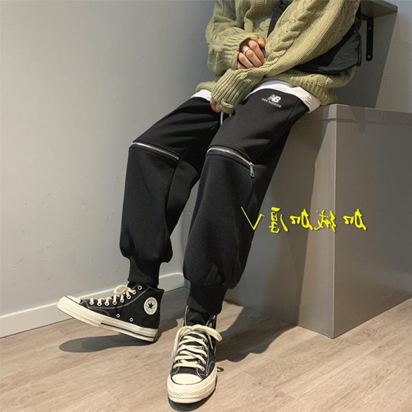 Premium New Balance Sweatpants Gray Fleece Logo Style