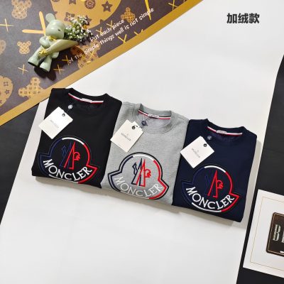 Premium Moncler Sweatshirts Black Fleece Embroidered Luxury