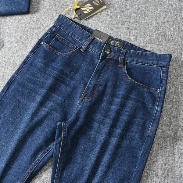 High Quality Armani Jeans Blue Leather Casual Style