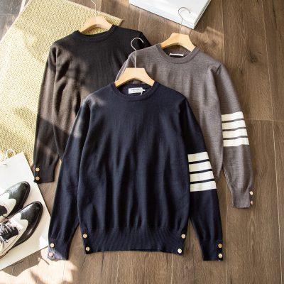 Luxury Thom Browne Sweater White Wool Classic Luxury