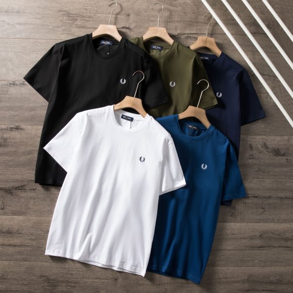 Best Selling Fred Perry Short Sleeves Black Cotton Solid Collection