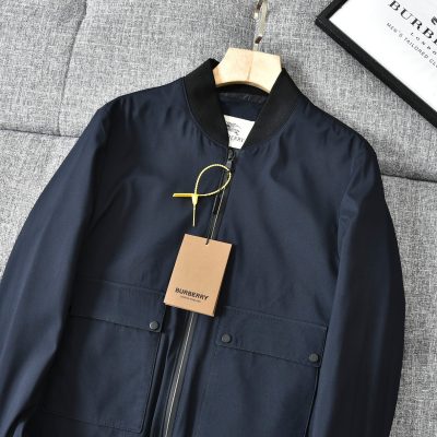 Premium Quality Burberry Jacket Black Leather Classic Style