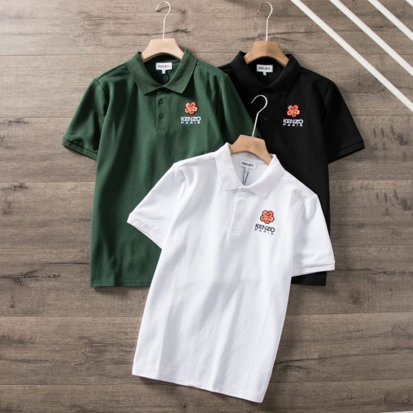 Premium Quality Kenzo Short-Sleeved Shirts Black Cotton Embroidered Luxury