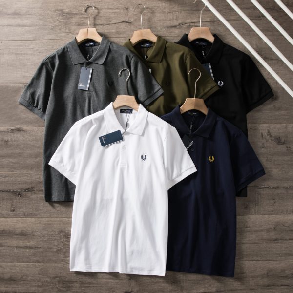 High Quality Fred Perry Short-Sleeved Shirts Black Cotton Casual Style