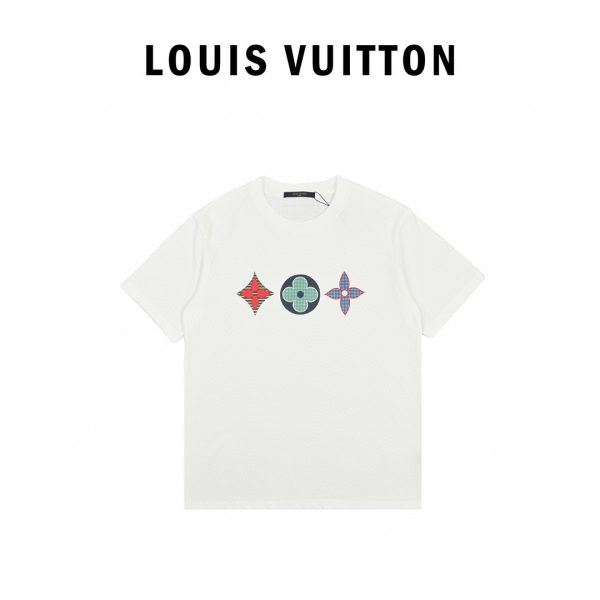 Luxury Louis Vuitton Short Sleeves Cotton Logo Luxury