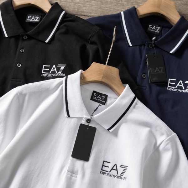 Best Selling Armani Short-Sleeved Shirts Navy Cotton Classic Collection