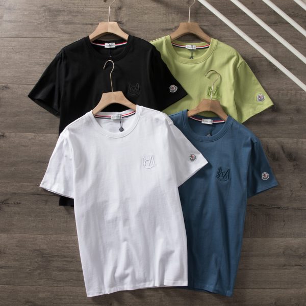 Premium Moncler Short Sleeves Black Cotton Classic Style
