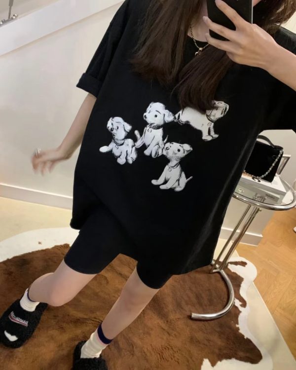 High Quality Celine Short Sleeves Black Cotton Print Luxury