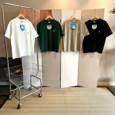 High Quality Columbia Short Sleeves Green Cotton Washed Luxury