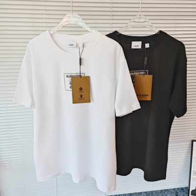 Premium Quality Burberry Short Sleeves Black Cotton Print Collection