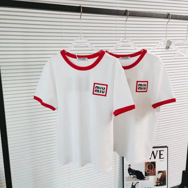 Premium Quality Miu Miu Short Sleeves Cotton Logo Style
