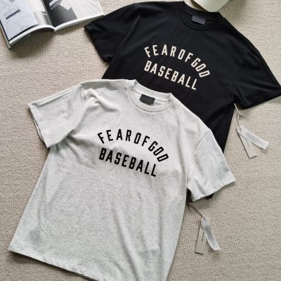 Luxury Fear Of God Short Sleeves Gray Cotton Print Collection