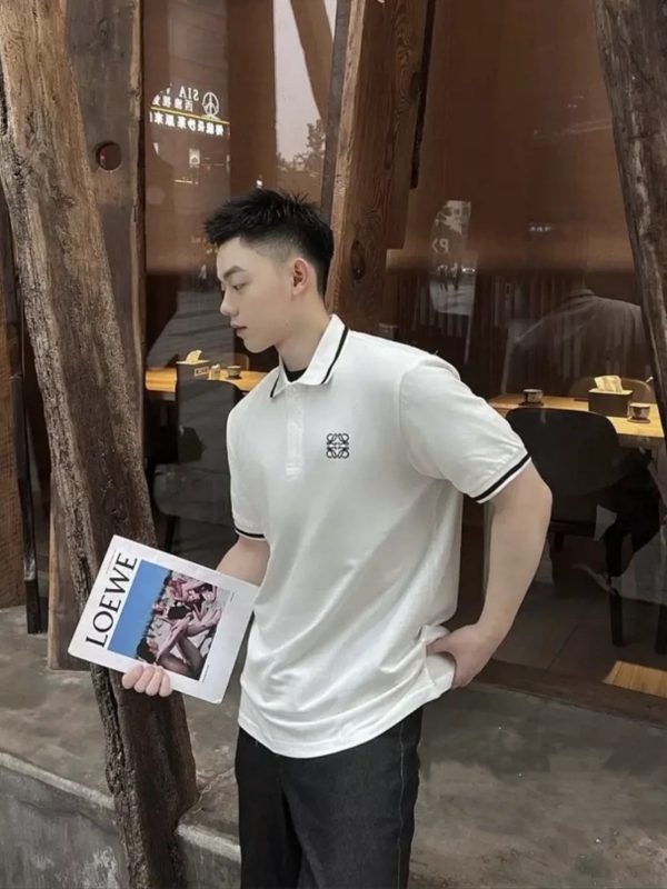 Premium Loewe Polo Shirt Black Cotton Classic Collection