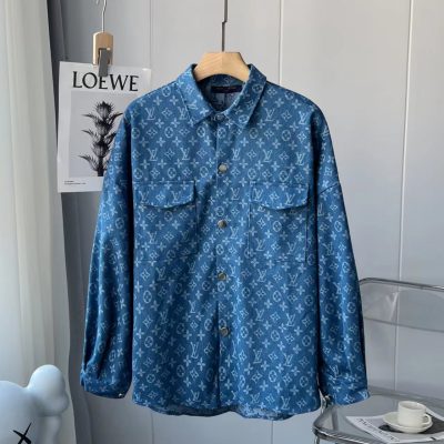 Best Selling Louis Vuitton Shirt Blue Denim Jacquard Collection