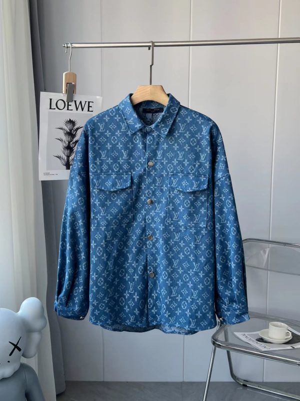 Best Selling Louis Vuitton Shirt Blue Denim Jacquard Collection