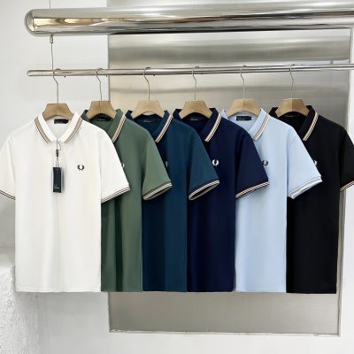 Luxury Fred Perry Short-Sleeved White Silk Casual Collection