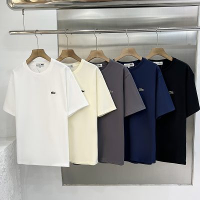 Luxury Lacoste Short Sleeves Black Embroidered Luxury