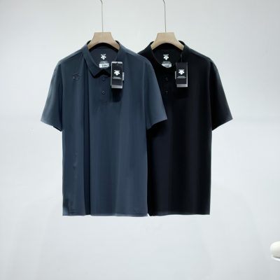 Premium Quality Descente Short-Sleeved Shirts Black Silk Urban Style