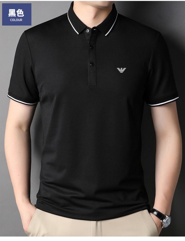 Premium Quality Armani Polo Shirt Black Knit Solid Collection