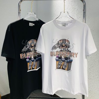 Premium Quality Burberry Short Sleeves Black Print Luxury