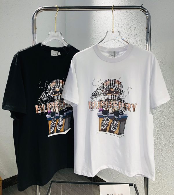 Premium Quality Burberry Short Sleeves Black Print Luxury