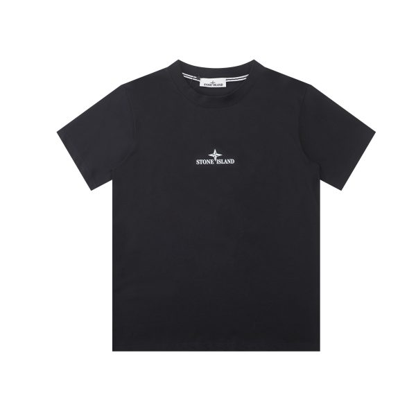 Premium Quality Stone Island Short Sleeves Black Cotton Print Collection