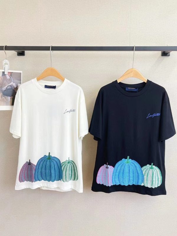 Premium Louis Vuitton Short Sleeves Multicolor Cotton Breathable Luxury