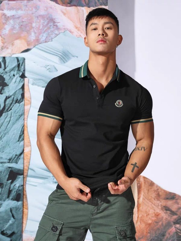 Premium Moncler Short-Sleeved Green Cotton Striped Collection