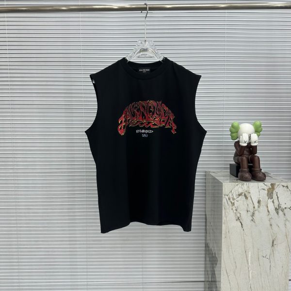Luxury Balenciaga Sleeveless Black Cotton Casual Style