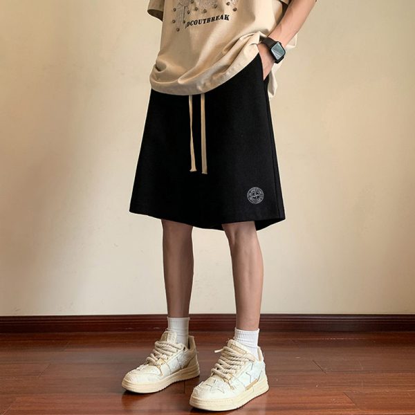 Premium Stone Island Shorts Black Solid Style