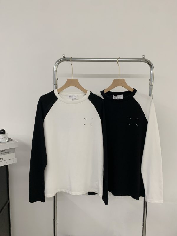 Luxury Margiela Long Sleeves Black Cotton Patchwork Luxury