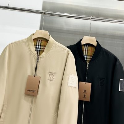 Premium Burberry Coat Black Nylon Embroidered Collection