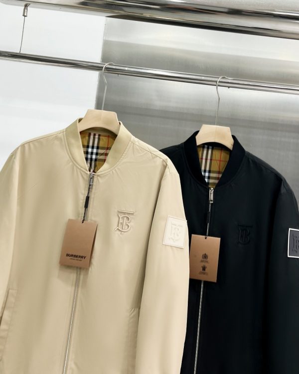 Premium Burberry Coat Black Nylon Embroidered Collection