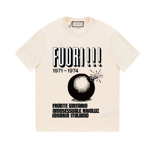High Quality Gucci Short Sleeves Black Cotton Print Style