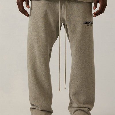 Premium Quality Fear Of God Sweatpants Black Fleece Logo Style