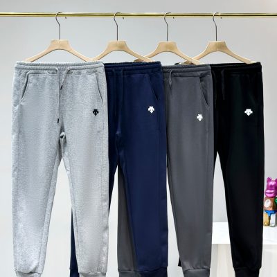 High Quality Descente Trousers Black Cotton Logo Luxury