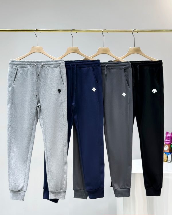 High Quality Descente Trousers Black Cotton Logo Luxury