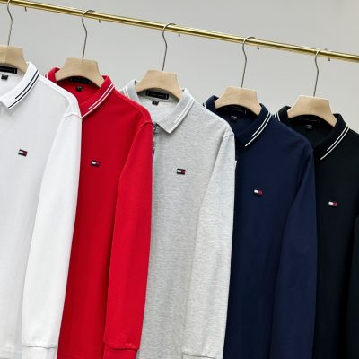 Premium Tommy Hilfiger Long Sleeves Black Cotton Casual Luxury