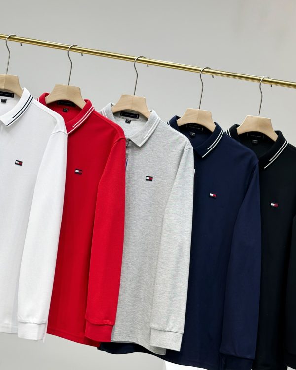 Premium Tommy Hilfiger Long Sleeves Black Cotton Casual Luxury