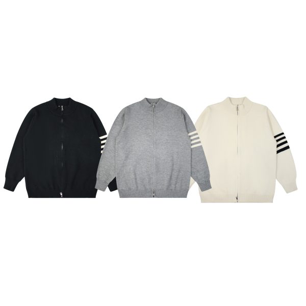 High Quality Thom Browne Jackets Black Cashmere Classic Style