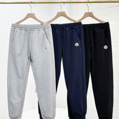 Premium Moncler Sweatpants Silver Fleece Monogram Style